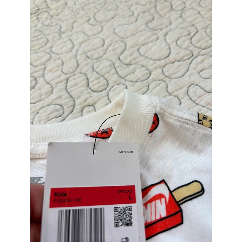 Nike Kids Short Sleeved Shirt Drip Print Ice Cream and Sneakers Size Large‎ #40
